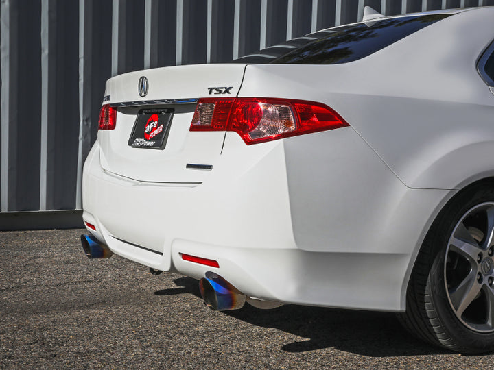 aFe 09-14 Acura TSX L4 2.4L Takeda 2-1/2in to 2-1/4in 304 SS Cat-Back Exhaust System w/BlueFlame Tip - Bull Strap