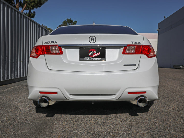 aFe 09-14 Acura TSX L4 2.4L Takeda 2-1/2in to 2-1/4in 304 SS Cat-Back Exhaust System w/BlueFlame Tip - Bull Strap