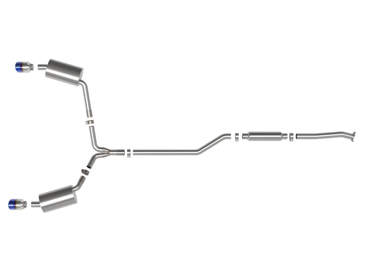 aFe 09-14 Acura TSX L4 2.4L Takeda 2-1/2in to 2-1/4in 304 SS Cat-Back Exhaust System w/BlueFlame Tip - Bull Strap