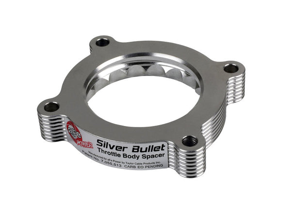 aFe 11-14 Ford Mustang/ 11-14 Ford F-150 V6 3.7L Silver Bullet Throttle Body Spacer - Silver - Bull Strap