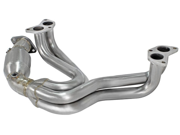 aFe 12-17 Toyota 86 / FRS / BRZ Twisted Steel 304 Stainless Steel Long Tube Header w/ Cat - Bull Strap