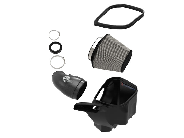 aFe 12-21 Jeep Grand Cherokee 6.4L Track Series Carbon Fiber Cold Air Intake w/Pro Dry S Filter - Bull Strap