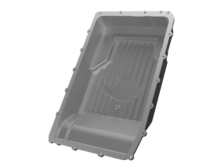 aFe 17-24 Ford F-150 10R60/10R80 Pro Series Rear Transmission Pan Black w/ Machined Fins - Bull Strap