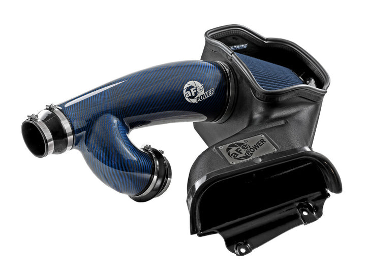 aFe 17-24 Ford F-150 Track Series Blue Kevlar Carbon Fiber C/A Intake System w/Black Pro 5R Filter - Bull Strap
