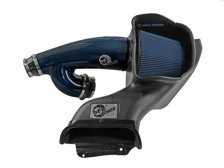 aFe 17-24 Ford F-150 Track Series Blue Kevlar Carbon Fiber C/A Intake System w/Black Pro 5R Filter - Bull Strap