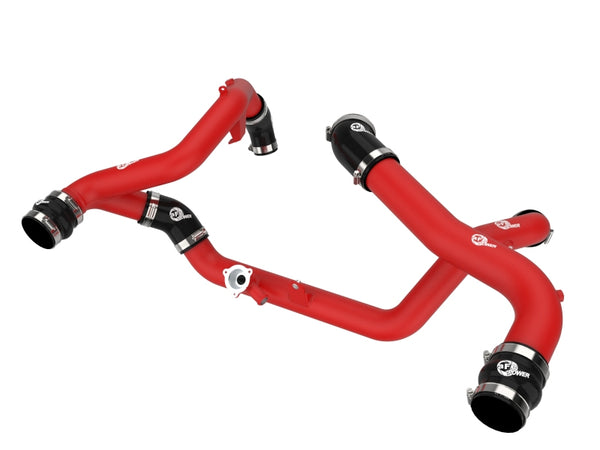 aFe 20-23 Ford Explorer ST V6 3.0L (tt) BladeRunner Aluminum Hot and Cold Charge Pipe Kit - Red - Bull Strap