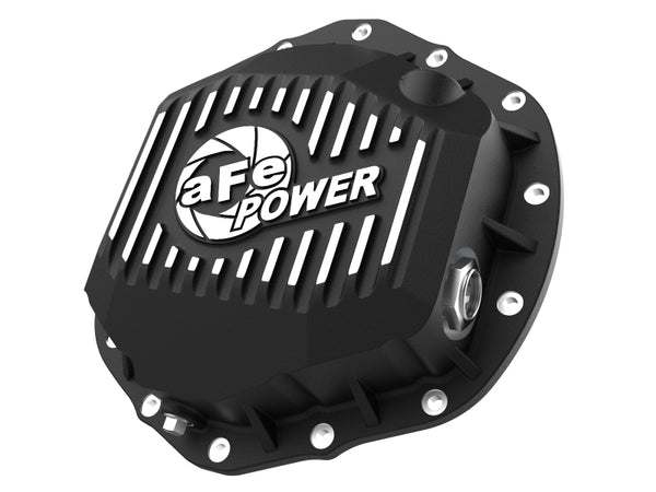 aFe 2020 Chevrolet Silverado 2500 HD  Rear Differential Cover Black ; Pro Series w/ Machined Fins - Bull Strap