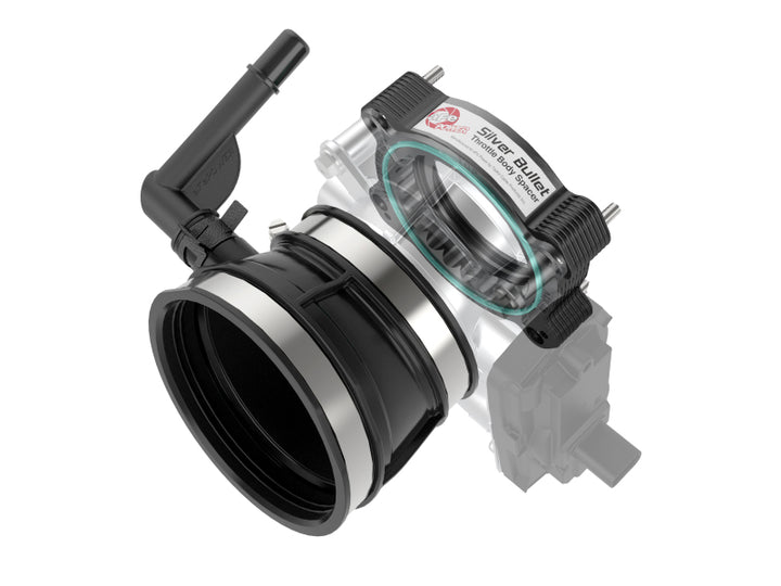 aFe 2020 Vette C8 Silver Bullet Aluminum Throttle Body Spacer / Works With Factory Intake Only - Blk - Bull Strap