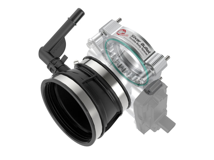 aFe 2020 Vette C8 Silver Bullet Aluminum Throttle Body Spacer Works w/ Factory Intake Only - Silver - Bull Strap