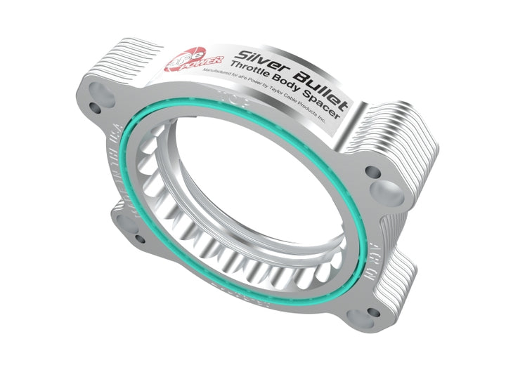aFe 2020 Vette C8 Silver Bullet Aluminum Throttle Body Spacer Works w/ Factory Intake Only - Silver - Bull Strap