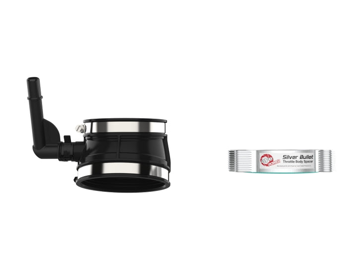 aFe 2020 Vette C8 Silver Bullet Aluminum Throttle Body Spacer Works w/ Factory Intake Only - Silver - Bull Strap