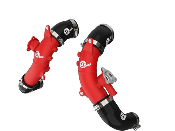 aFe 2022 Toyota Land Cruiser (J300) V6-3.5L (tt) BladeRunner 2.5in Aluminum Hot Charge Pipe - Red - Bull Strap