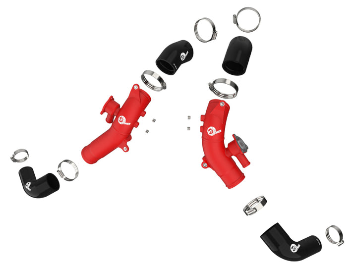 aFe 2022 Toyota Land Cruiser (J300) V6-3.5L (tt) BladeRunner 2.5in Aluminum Hot Charge Pipe - Red - Bull Strap