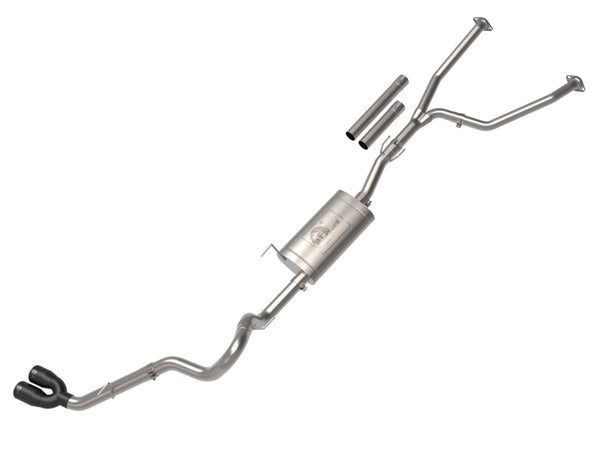 aFe 2022 Toyota Tundra V6-3.5L (tt) Vulcan Series 2.5in to 3in 304 SS Cat-Back Exhaust w/ Black Tip - Bull Strap