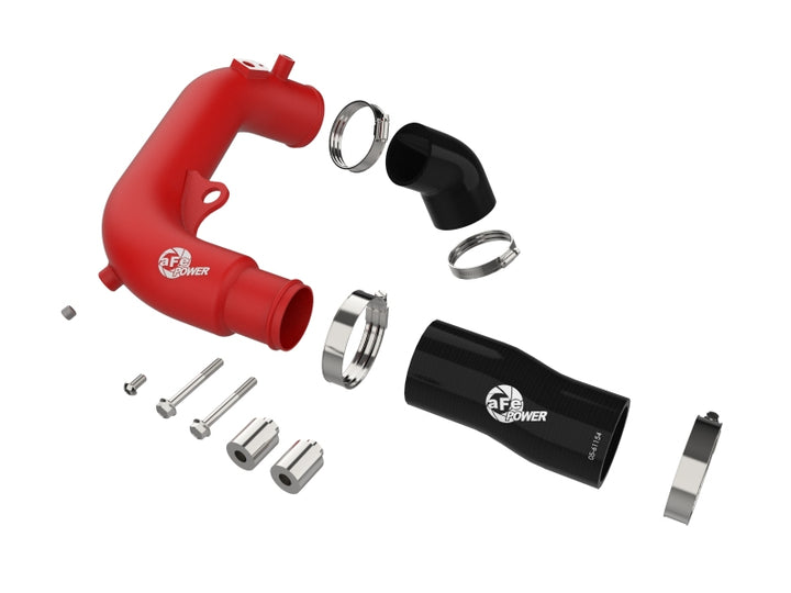 aFe 2024+ Jeep Wrangler JL L4-2.0L (t) BladeRunner 2-1/2in Aluminum Hot Charge Pipe - Red - Bull Strap