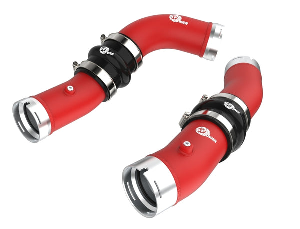 aFe 2024+ Toyota Tacoma BladeRunner  2.5in & 3in Aluminum Hot & Cold Charge Pipe Kit - Red - Bull Strap