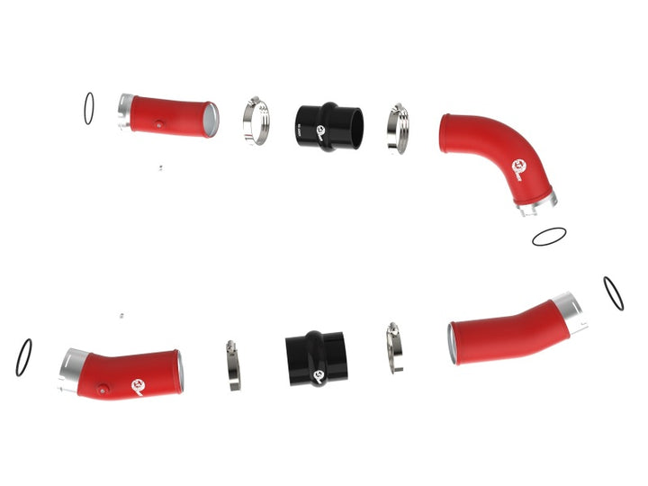aFe 2024+ Toyota Tacoma BladeRunner  2.5in & 3in Aluminum Hot & Cold Charge Pipe Kit - Red - Bull Strap