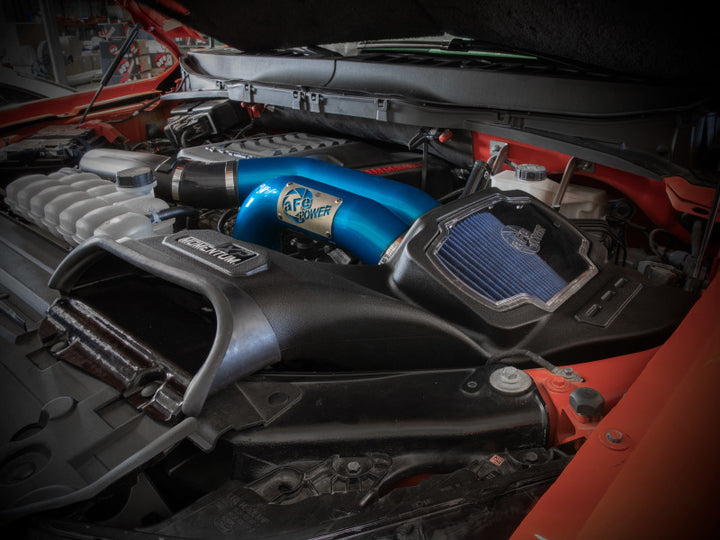 aFe 21-22 Ford F-150 Raptor V6-3.5L(tt) Momentum XP Cold Air Intake System - Blue w/ Pro 5R Filter - Bull Strap