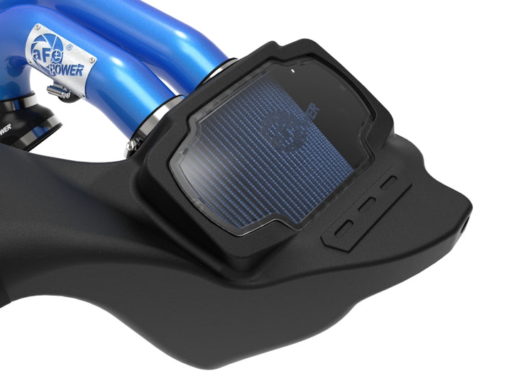 aFe 21-22 Ford F-150 Raptor V6-3.5L(tt) Momentum XP Cold Air Intake System - Blue w/ Pro 5R Filter - Bull Strap