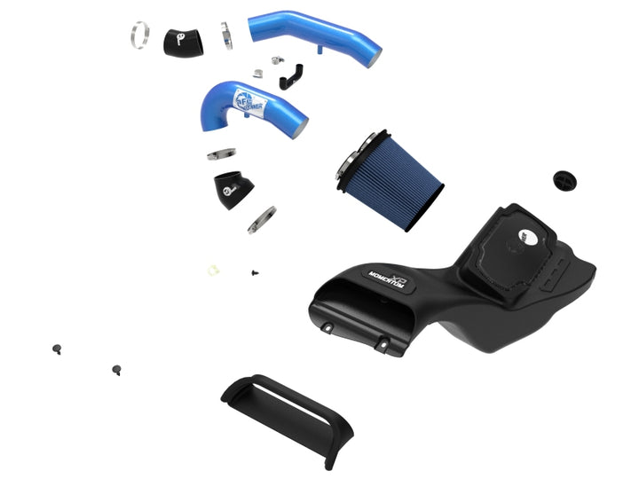 aFe 21-22 Ford F-150 Raptor V6-3.5L(tt) Momentum XP Cold Air Intake System - Blue w/ Pro 5R Filter - Bull Strap