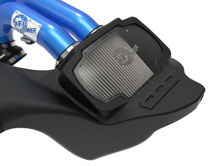 aFe 21-22 Ford F-150 Raptor V6-3.5L(tt) Momentum XP Cold Air Intake System Blue w/ Pro Dry S Filter - Bull Strap