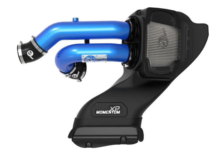 aFe 21-22 Ford F-150 Raptor V6-3.5L(tt) Momentum XP Cold Air Intake System Blue w/ Pro Dry S Filter - Bull Strap