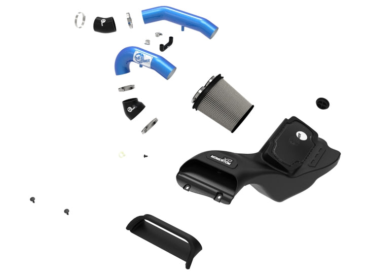 aFe 21-22 Ford F-150 Raptor V6-3.5L(tt) Momentum XP Cold Air Intake System Blue w/ Pro Dry S Filter - Bull Strap