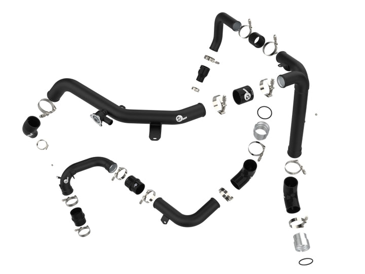aFe 21-23 Ford Bronco V6-2.7Ltt BladeRunner Alum Hot & Cold Charge Pipe Kit - Black - Bull Strap