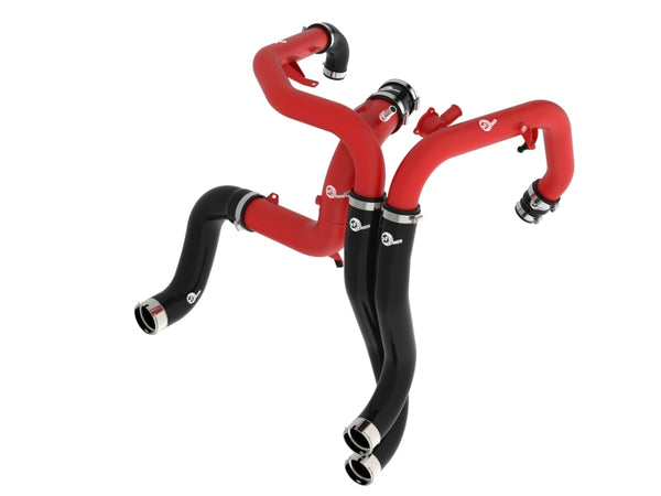 aFe 22-24 Ford Bronco Raptor BladeRunner Aluminum Hot and Cold Charge Pipe Kit Red - Bull Strap