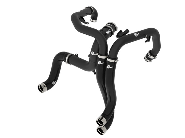 aFe 22-24 Ford Bronco Raptor V6-3.0L BladeRunner Aluminum Hot and Cold Charge Pipe Kit - Black - Bull Strap