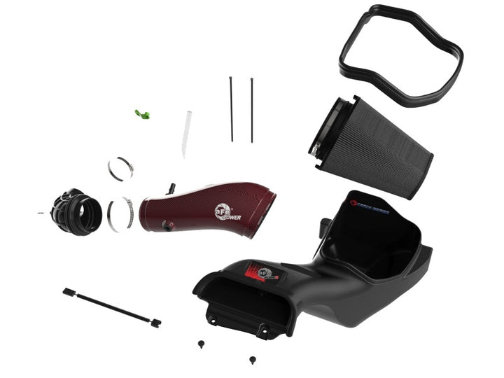 aFe 23-24 Ford F150 Raptor R Supercharged Red Carbon Track Series Air Intake w/ P5R Filter (MOQ 24) - Bull Strap