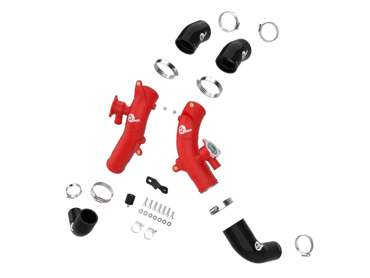 aFe 23-24 Toyota Sequoia V6-3.4L Hybrid BladeRunner 2.5in Aluminum Hot Charge Pipe - Red - Bull Strap