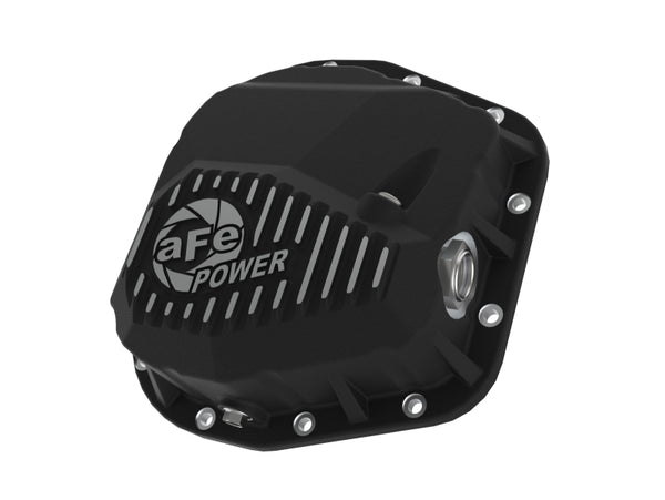 aFe 97-23 Ford F-150 Pro Series Rear Differential Cover Black w/ Machined Fins - Bull Strap