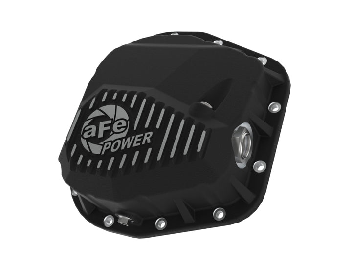 aFe 97-23 Ford F-150 Pro Series Rear Differential Cover Black w/ Machined Fins - Bull Strap