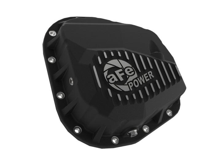 aFe 97-23 Ford F-150 Pro Series Rear Differential Cover Black w/ Machined Fins - Bull Strap
