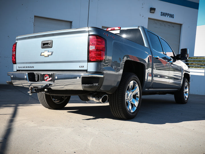 aFe Apollo GT Series 4in 409SS Cat Back Exh System Polished Tip 14-18GM Silverado 1500 V8-6.2L - Bull Strap