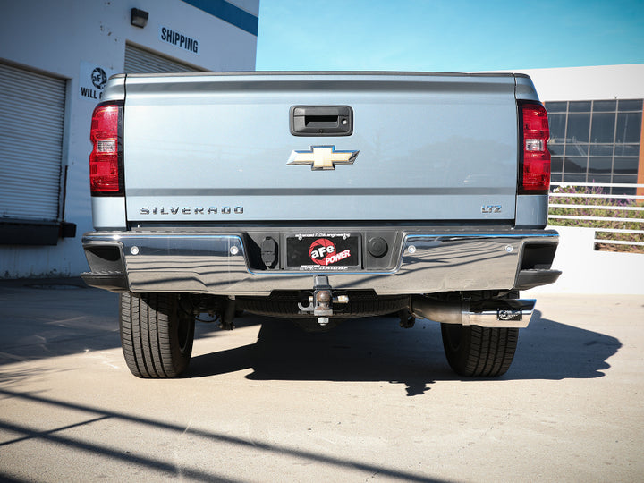 aFe Apollo GT Series 4in 409SS Cat Back Exh System Polished Tip 14-18GM Silverado 1500 V8-6.2L - Bull Strap