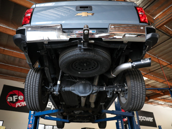 aFe Apollo GT Series 4in 409SS Cat Back Exh System Polished Tip 14-18GM Silverado 1500 V8-6.2L - Bull Strap