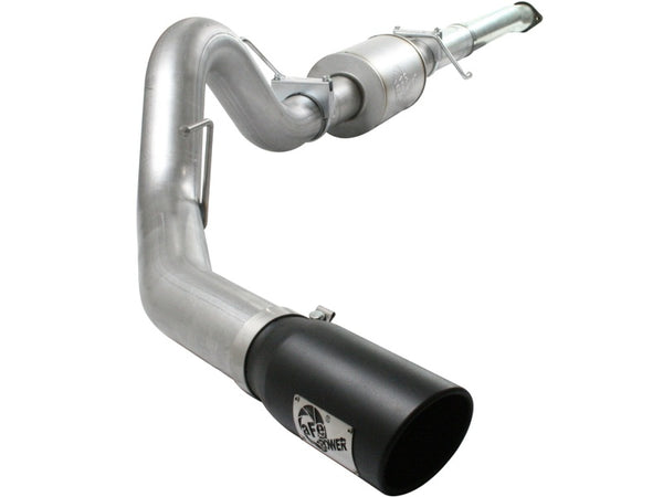 aFe Atlas Exhaust 4in Aluminized Cat-Back w/ 304 SS Black Tip 11-13 Ford F-150 EcoBoost V6 3.5L (tt) - Bull Strap