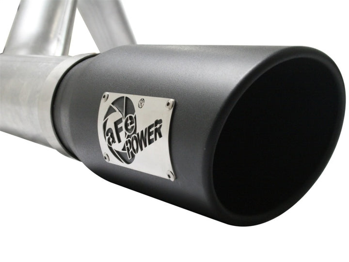 aFe Atlas Exhaust 4in Aluminized Cat-Back w/ 304 SS Black Tip 11-13 Ford F-150 EcoBoost V6 3.5L (tt) - Bull Strap