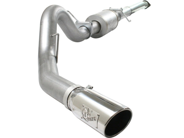 aFe Atlas Exhaust 4in Aluminized Cat-Back w/ 304 SS Polished Tip 11-13 Ford F-150 EcoBoost V6 3.5L - Bull Strap
