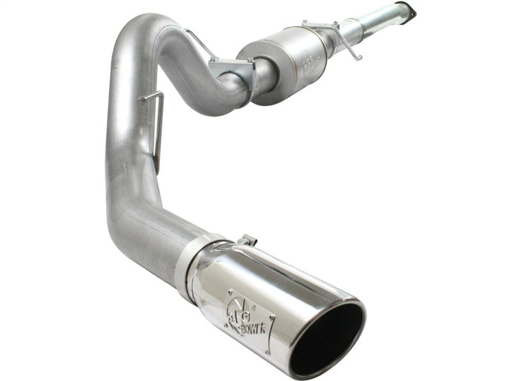 aFe Atlas Exhaust 4in Aluminized Cat-Back w/ 304 SS Polished Tip 11-13 Ford F-150 EcoBoost V6 3.5L - Bull Strap