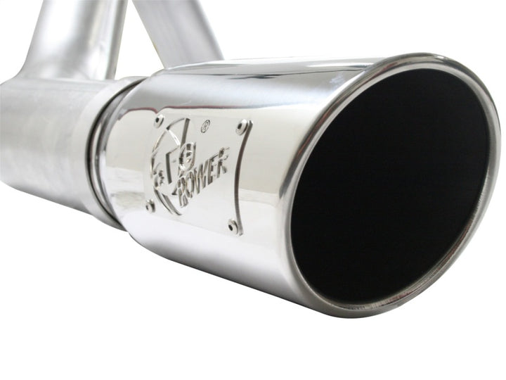 aFe Atlas Exhaust 4in Aluminized Cat-Back w/ 304 SS Polished Tip 11-13 Ford F-150 EcoBoost V6 3.5L - Bull Strap