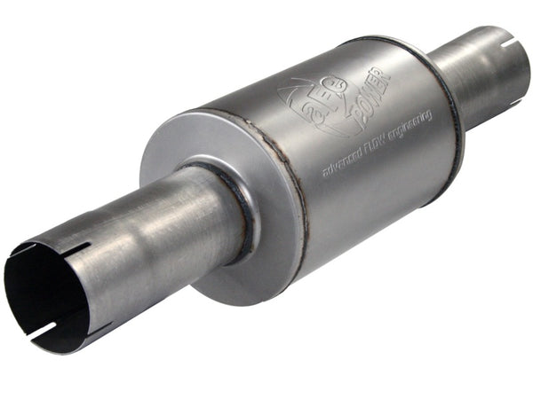 aFe Atlas Exhausts Mufflers Al Steel EXH Muffler 4 ID In/Out 8 Dia x 12L AL - Bull Strap