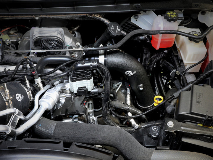 aFe BladeRunner Black 3in Aluminum Charge Pipe Kit 20-21 GM Diesel Trucks V8-6.6L (td) L5P - Bull Strap