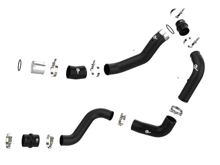aFe BladeRunner Black 3in Aluminum Charge Pipe Kit 20-21 GM Diesel Trucks V8-6.6L (td) L5P - Bull Strap