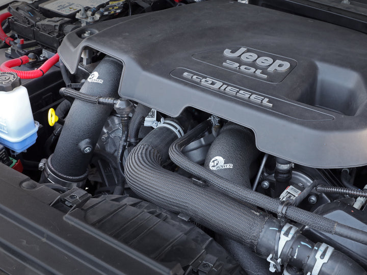 aFe BladeRunner Black 3in Intercooler Hot & Cold Side Pipe Kit 20-21 Jeep Wrangler V6-3.0L (td) - Bull Strap