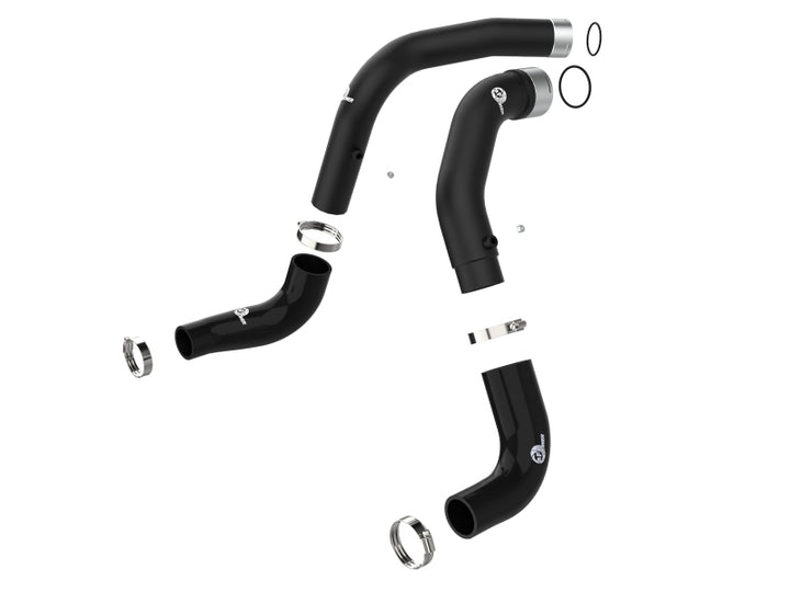 aFe BladeRunner Black 3in Intercooler Hot & Cold Side Pipe Kit 20-21 Jeep Wrangler V6-3.0L (td) - Bull Strap