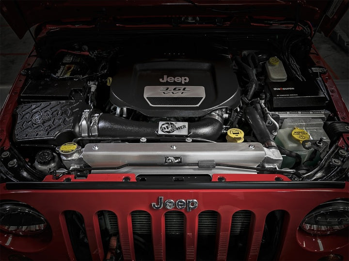 aFe BladeRunner GT Series Bar and Plate Radiator w/ Black Hoses 12-18 Jeep Wrangler (JK) V6 3.6L - Bull Strap
