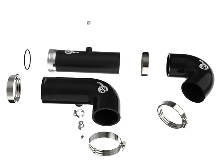 aFe BladeRunner Intercooler Hot & Cold Side Tubes Combo 20-21 GM Trucks 3.0L (td) - Black - Bull Strap